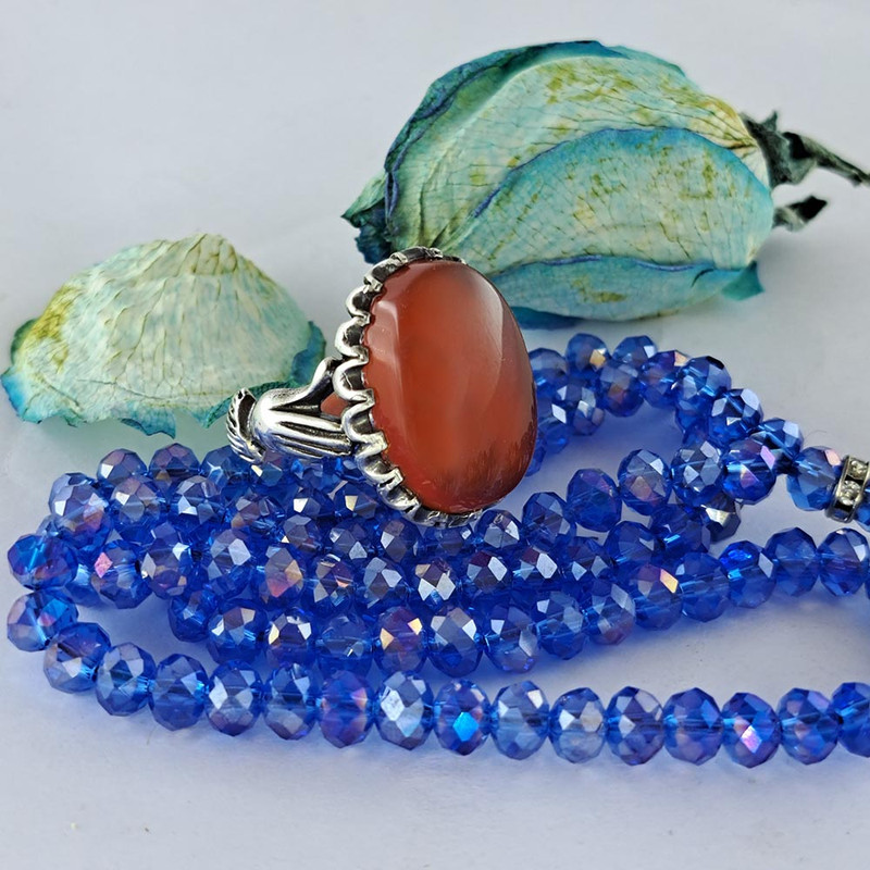 انگشتر نقره مردانه ملک زیور مدل عقیق دست دلبر کد 300