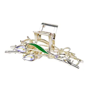 کلیپس مو زنانه مدل لاله نگین کریستالی