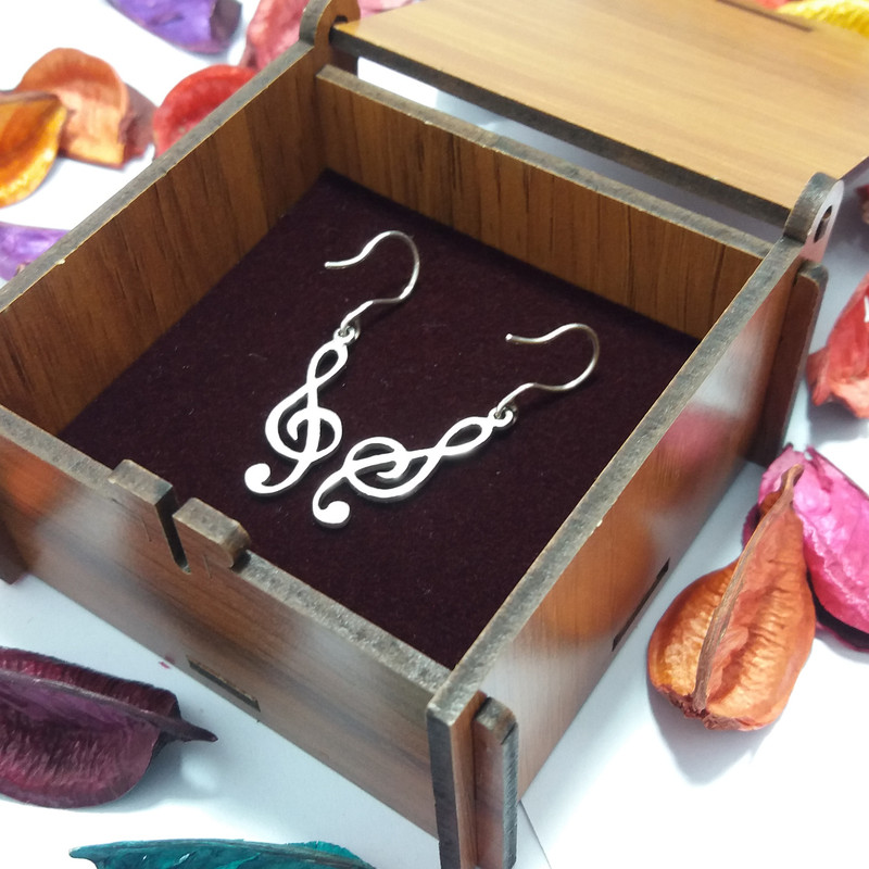 گوشواره نقره زنانه مدل نت موسیقی