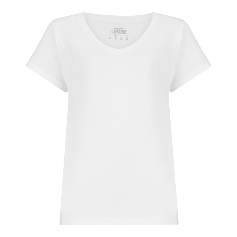 تی شرت آستین کوتاه زنانه سرژه مدل 203302 تریکو بیسیک رنگ سفید