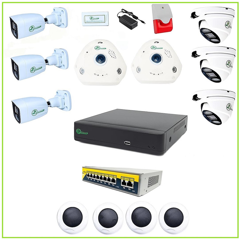 سیستم امنیتی 8 دوربینی کوروش مدل K-10NVR-8IPC-1PS-5SPK