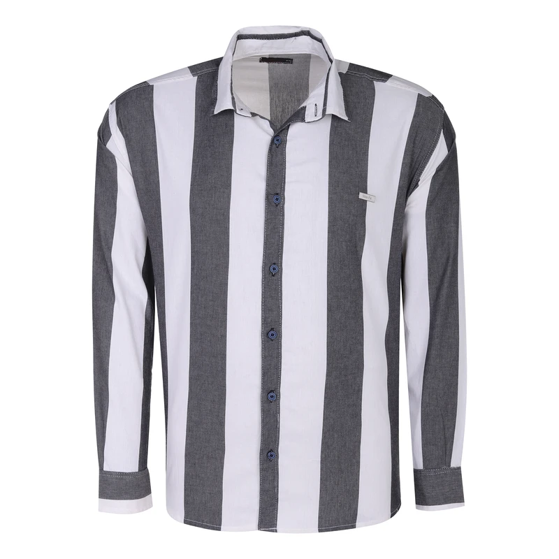 پیراهن آستین بلند یقه برگردان مردانه مدل راه راه پهن کد Rah-Se-D