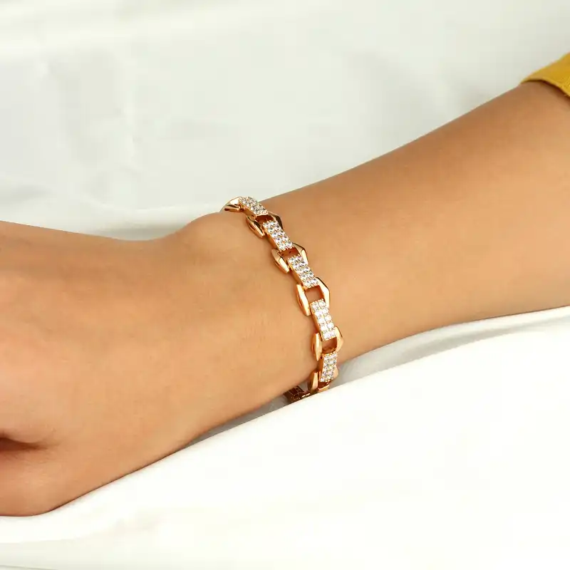 دستبند زنانه ژوپینگ مدل نگینی زنجیری کد TBR-289