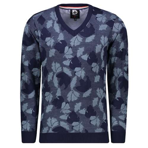 پلیور مردانه پاییزان مدل BV700 یقه هفت رنگ سرمه‌ای