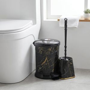ست سطل زباله و فرچه ونوس پلاستیک مدل سنگی 20