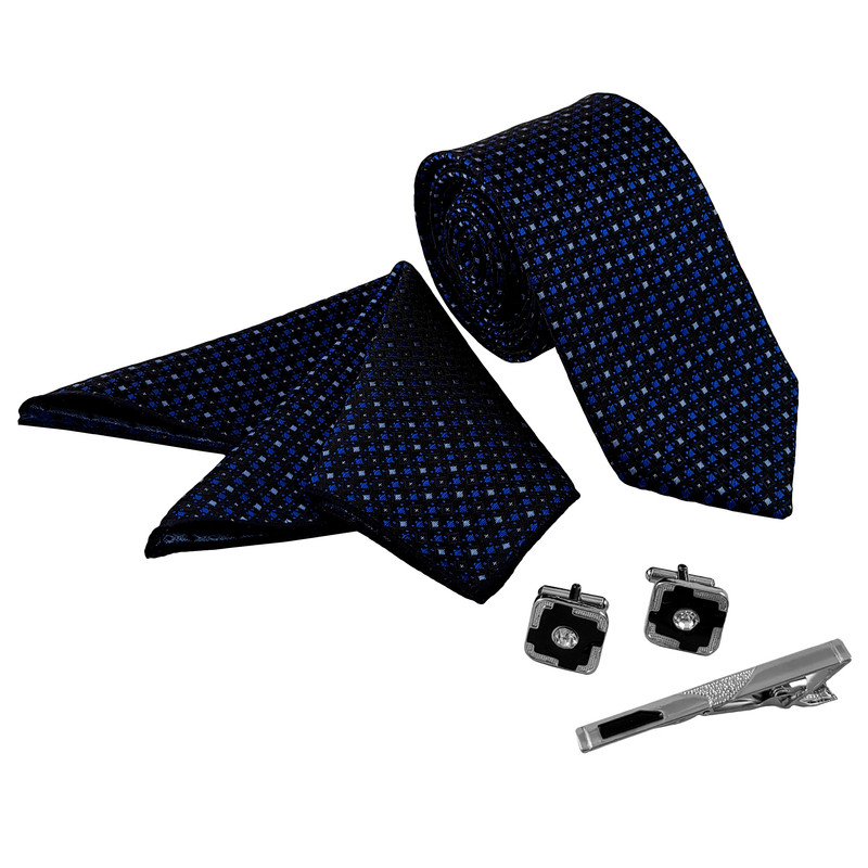 ست کراوات و دستمال جیب و دکمه سردست و گیره کراوات مردانه مدل 534