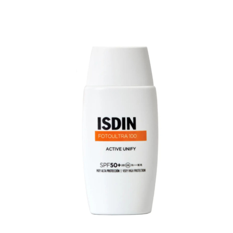 کرم ضد آفتاب بی‌رنگ گردن، صورت ایزدین SPF 50 مدل Active Unify پی آی ++++ ‌محافظ در برابر اشعه UVA مناسب برای انواع پوست حجم 50 میلی‌لیتر