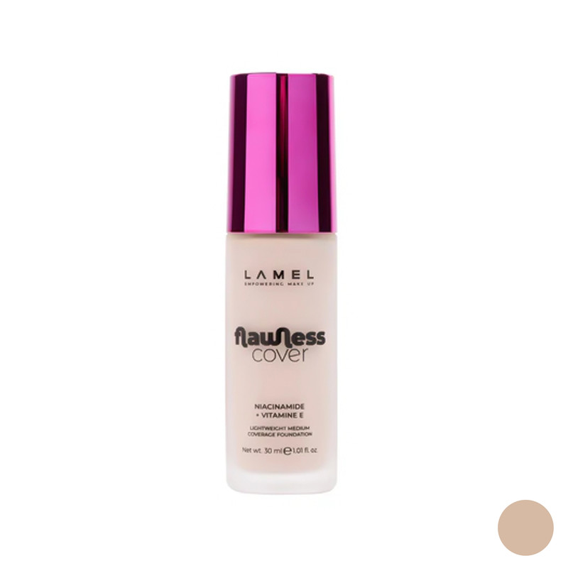 کرم پودر مایع لامل مدل Flawless Cover شماره 02 مناسب برای انواع پوست حجم 30 میلی لیتر