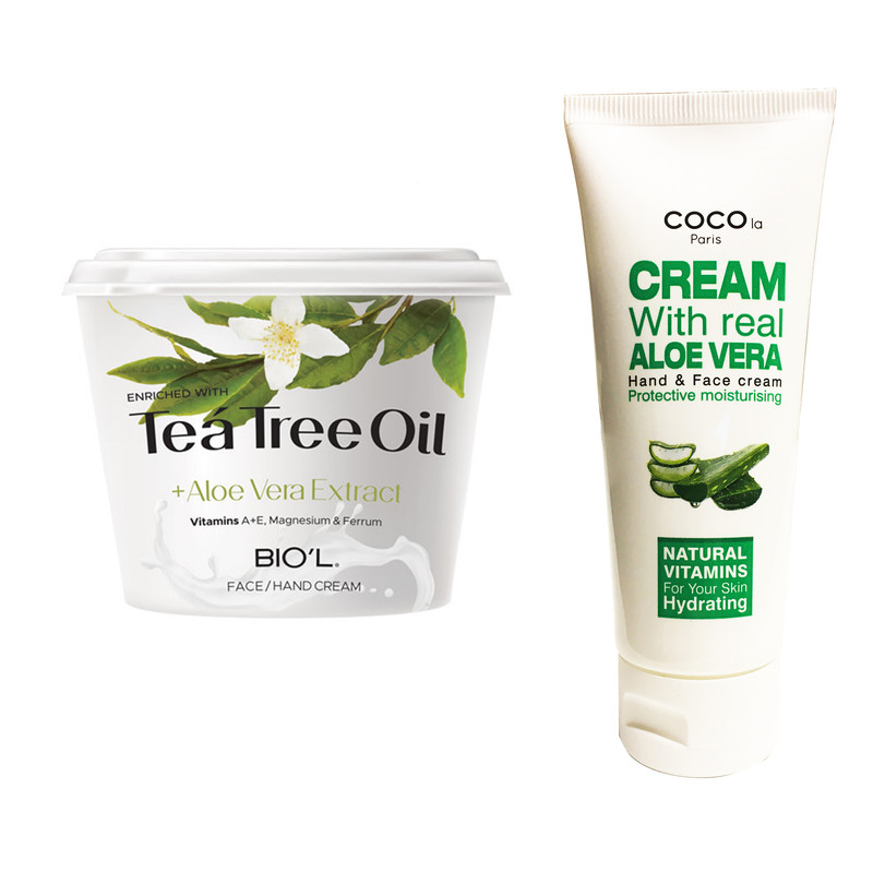 کرم مرطوب کننده بیول مدل Tea Tree Oil حجم 250 میلی لیتر به همراه کرم مرطوب کننده کوکولا پاریس مدل آلوئه ورا حجم 75 میلی لیتر