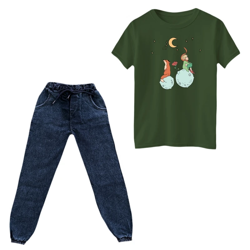 ست تی‌شرت و شلوار پسرانه مدل شازده کوچولو کد 2