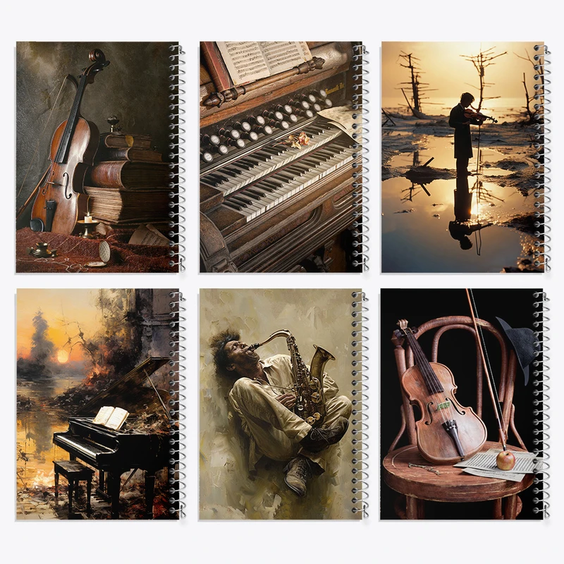 دفتر نقاشی 50 برگ خندالو طرح ویولن و پیانو کد 956 مجموعه 6 عددی