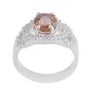 انگشتر نقره زنانه بازرگانی میلادی مدل الکساندریت قالب جواهری روکش رادیوم کد AWR_1113