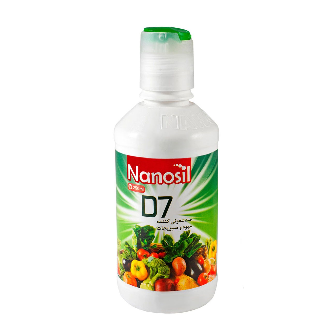 ضد عفونی کننده میوه و سبزیجات نانوسیل مدل D7 حجم 250 میلی لیتر بسته 24 عددی