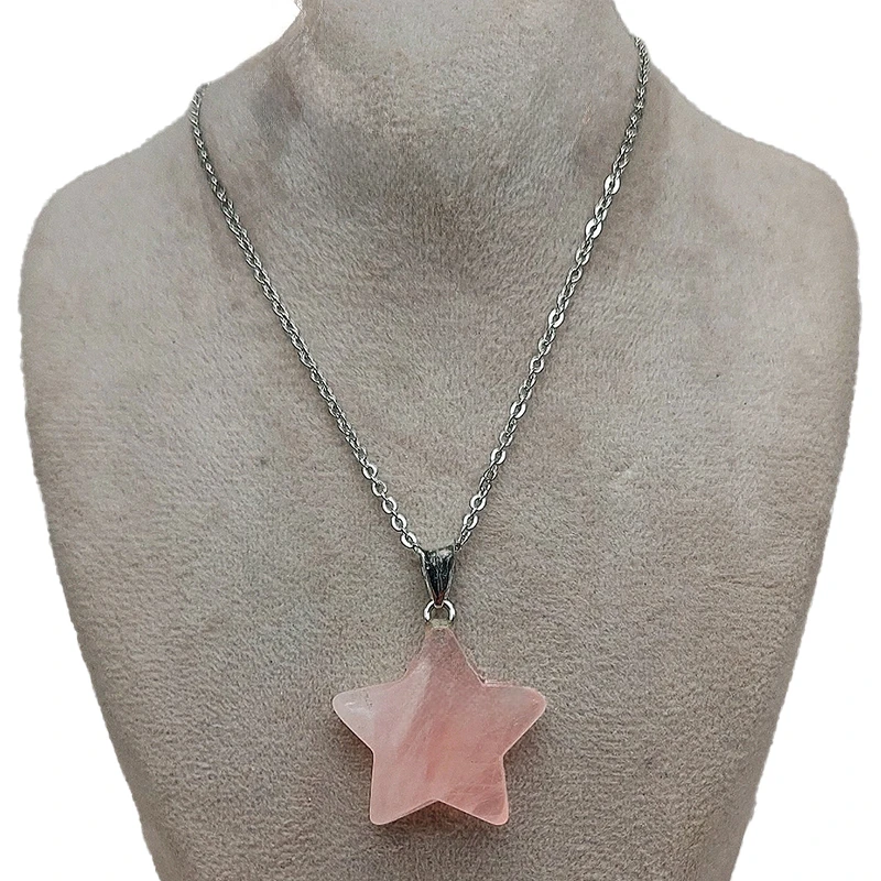 گردنبند دخترانه مدل رز کوارتز طرح ستاره کد 12-41