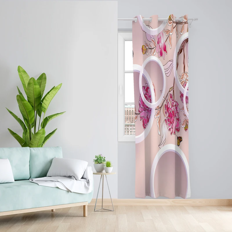 پرده طرح گل مدل مخمل پانچی کد L 1212R Z سایز 140x200 سانتی متر