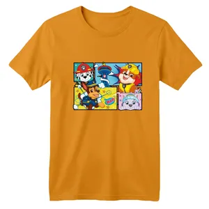 تی شرت آستین کوتاه بچگانه مدل سگ های نگهبان رنگ پرتقالی