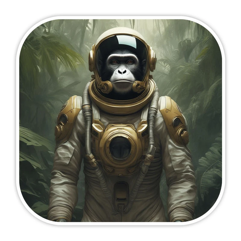 استیکر لپ تاپ و موبایل گوفی طرح میمون فضانورد مدل monkey 75