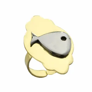 انگشتر زنانه گالری عزیزی طرح ماهی مدل 15701