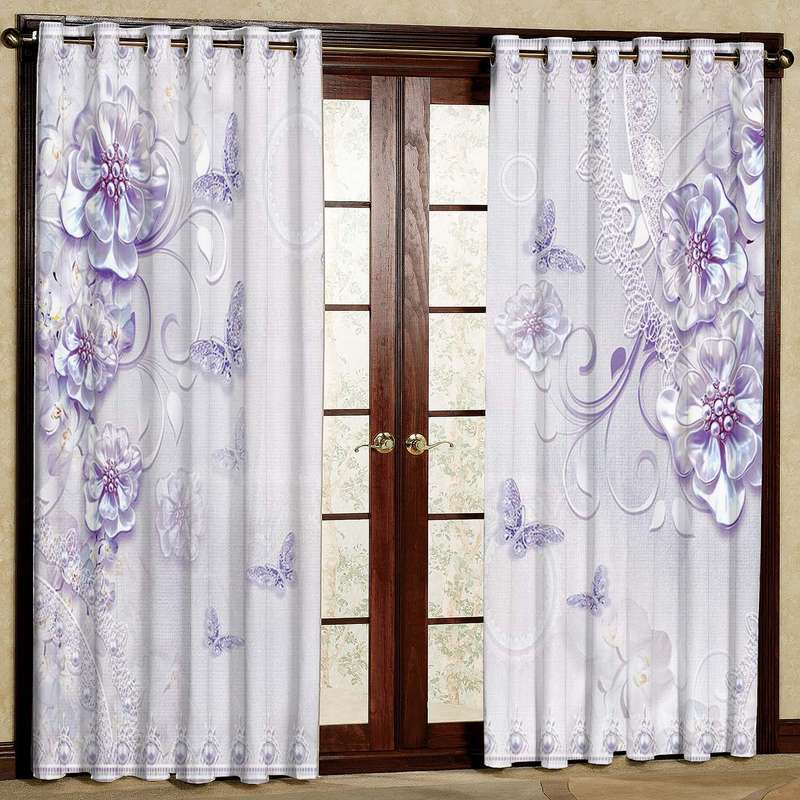 پرده بارمان دکور طرح گل مدل هازان پانچی کد 5066 W سایز 140x280 سانتی متر