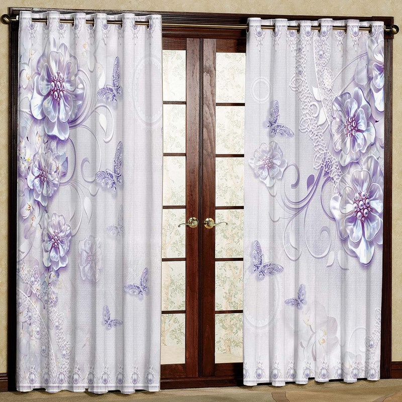 پرده بارمان دکور طرح گل مدل هازان پانچی کد 5066 W سایز 140x280 سانتی متر