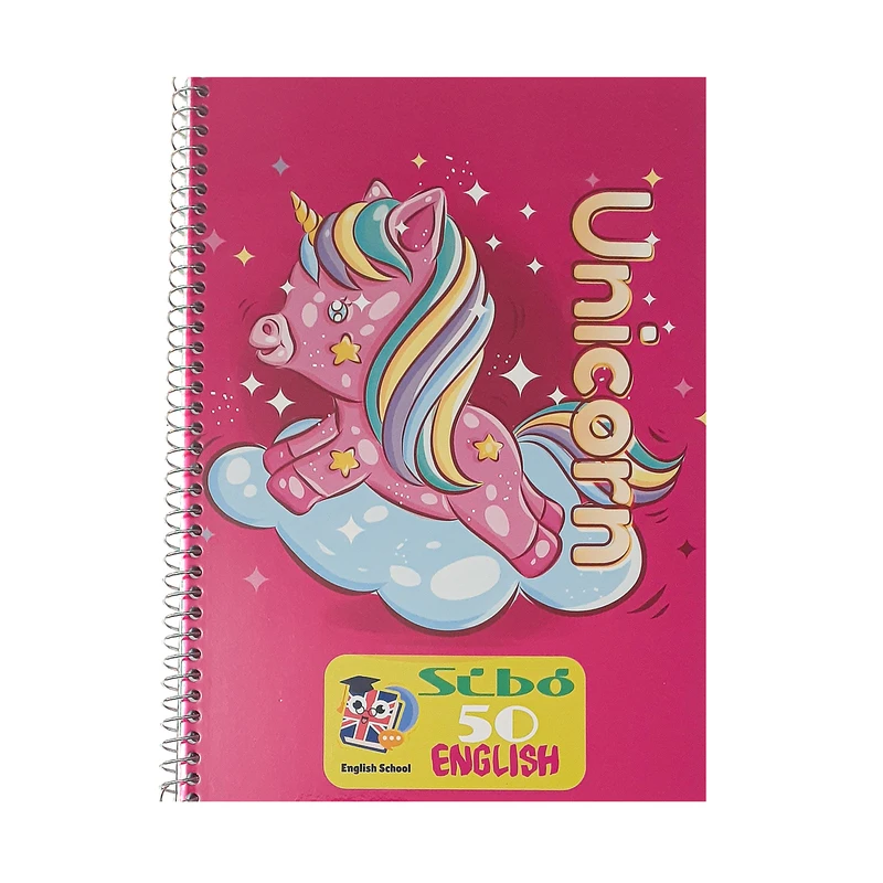دفتر زبان 50 برگ سیبو مدل فانتزی طرح پونی روی ابر کد s2-37
