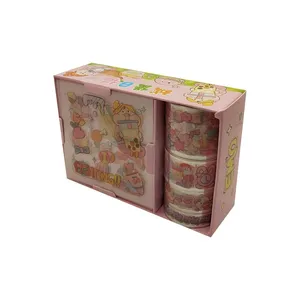 چسب نواری مدل واشی طرح دختر کد 02 مجموعه 4 عددی به همراه استیکر