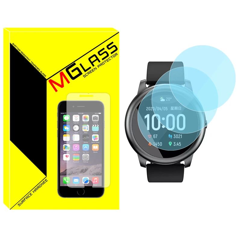 محافظ صفحه نمایش شیشه‌ای ام گلس مدل SH-MG مناسب برای ساعت هوشمند هایلو LS05 Solar بسته سه عددی