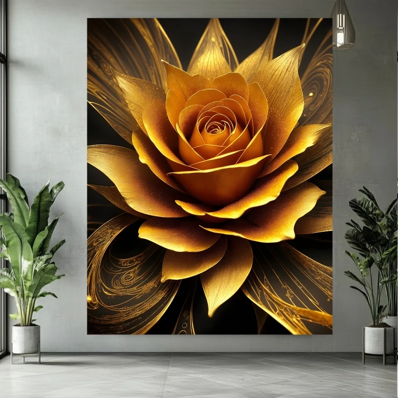 پوستر پارچه ای طرح مخمل نقاشی گل مدل شکوفا کد BK24459