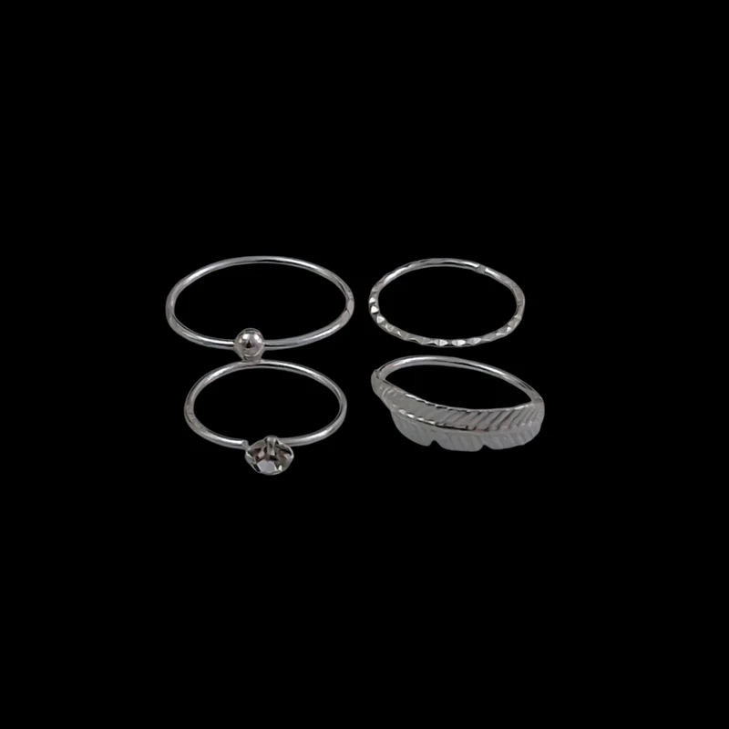 پیرسینگ گوش نقره زنانه آی ام مدل E3170 مجموعه 4 عددی