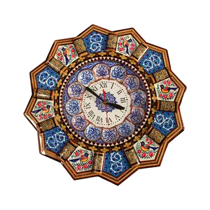 ساعت دیواری خاتم کاری مدل گل و مرغ کد 038