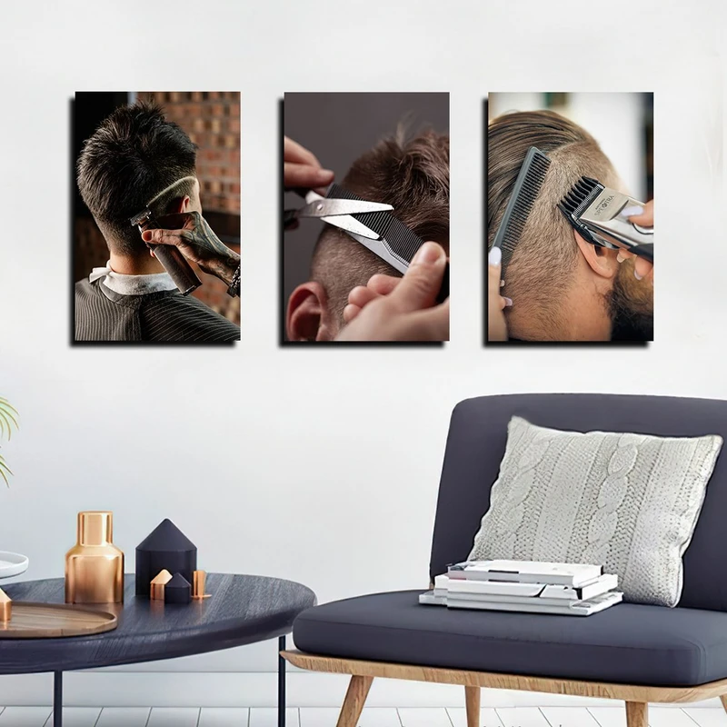 تابلو شاسی بکلیت طرح آرایشگاه مردانه مدل SH-4244 مجموعه 3 عددی