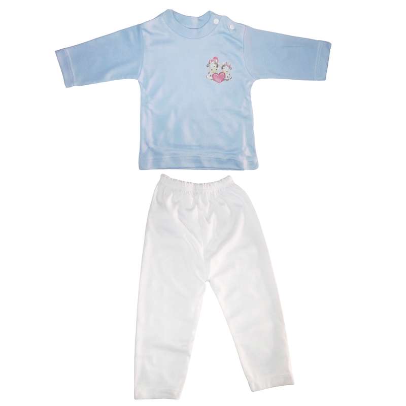 ست تی شرت و شلوار نوزادی مدل یقه دکمه دار کد D2B