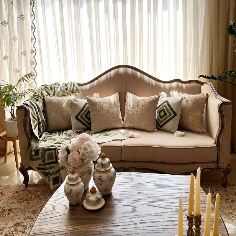 شال مبل و تخت مدل پانچدوزی سایز 142×175 سانتیمتر