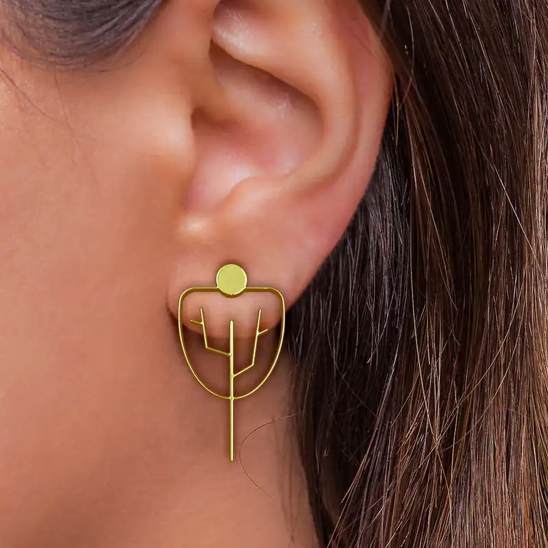 گوشواره طلا 18 عیار زنانه مدوپد مدل درخت کد GA1-15853