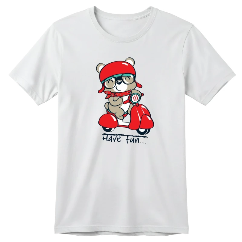 تی‌شرت آستین کوتاه بچگانه مدل خرس و موتور کد v36 