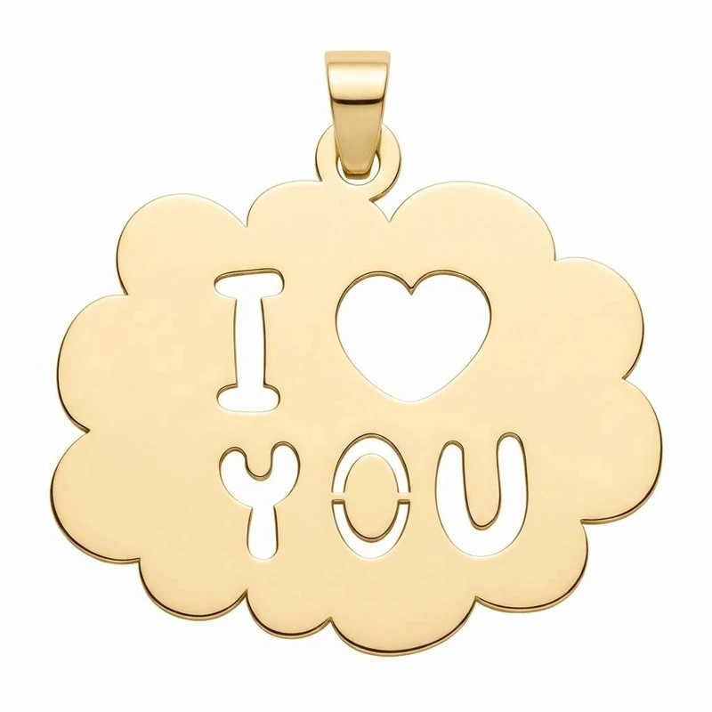آویز گردنبند طلا 18 عیار زنانه لیردا طرح ابر I LOVE YOU کد 124080
