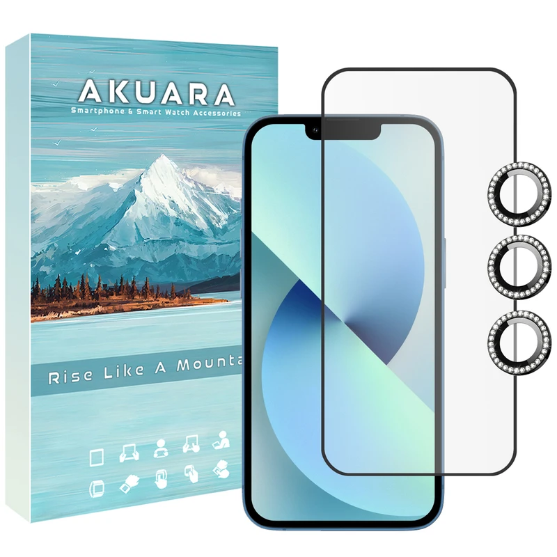 محافظ صفحه نمایش آکوآرا مدل AKU FLNG مناسب برای گوشی موبایل اپل iPhone 12 Pro Max به همراه محافظ لنز دوربین