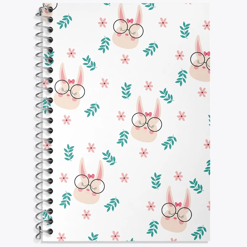 دفتر زبان 50 برگ خندالو مدل دو خط طرح خرگوش بامزه کد N418