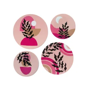 بشقاب دیوارکوب سفالی طرح مینیمال کد D470 مجموعه 4 عددی