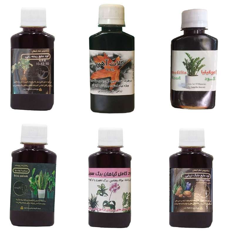 کود مایع فسفر ریشه زایی 10-52-10 و کلات آهن و کود زاموفیلیا و امینو اسید و کود گیاهان برگ سبز و کود جلبک دریایی مدل life drop حجم 120 میلی لیتر کود مایع فسفر ریشه زایی 10-52-10 و کلات آهن و کود زاموفیلیا و امینو اسید و کود گیاهان برگ سبز و کود جلبک دریایی مدل life drop حجم 120 میلی لیتر