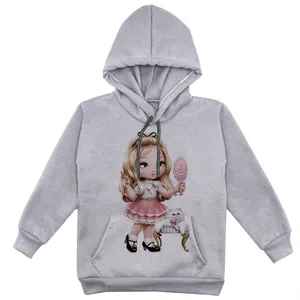 هودی دخترانه مدل دخترک و آئینه F116 رنگ طوسی