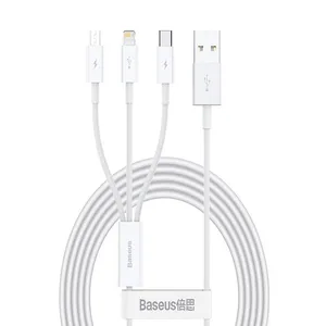 کابل تبدیل USB به microUSB / لایتنینگ / USB-C باسئوس مدل CAMLTYS-02 طول 1.5 متر
