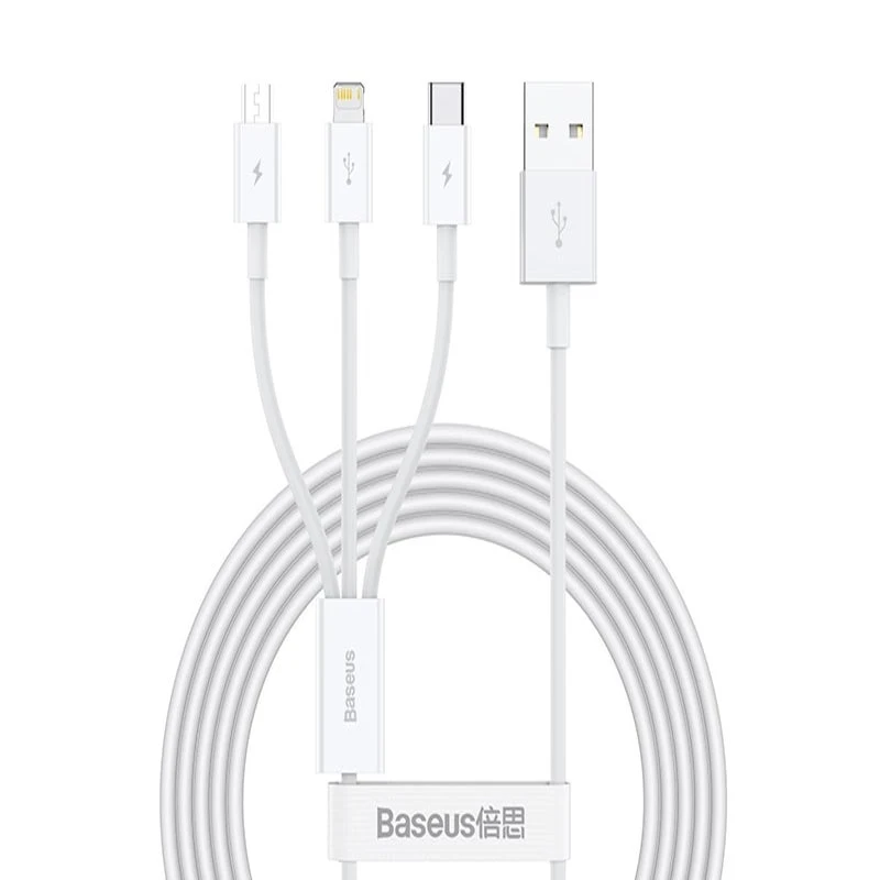 کابل تبدیل USB به microUSB / لایتنینگ / USB-C باسئوس مدل CAMLTYS-02 طول 1.5 متر