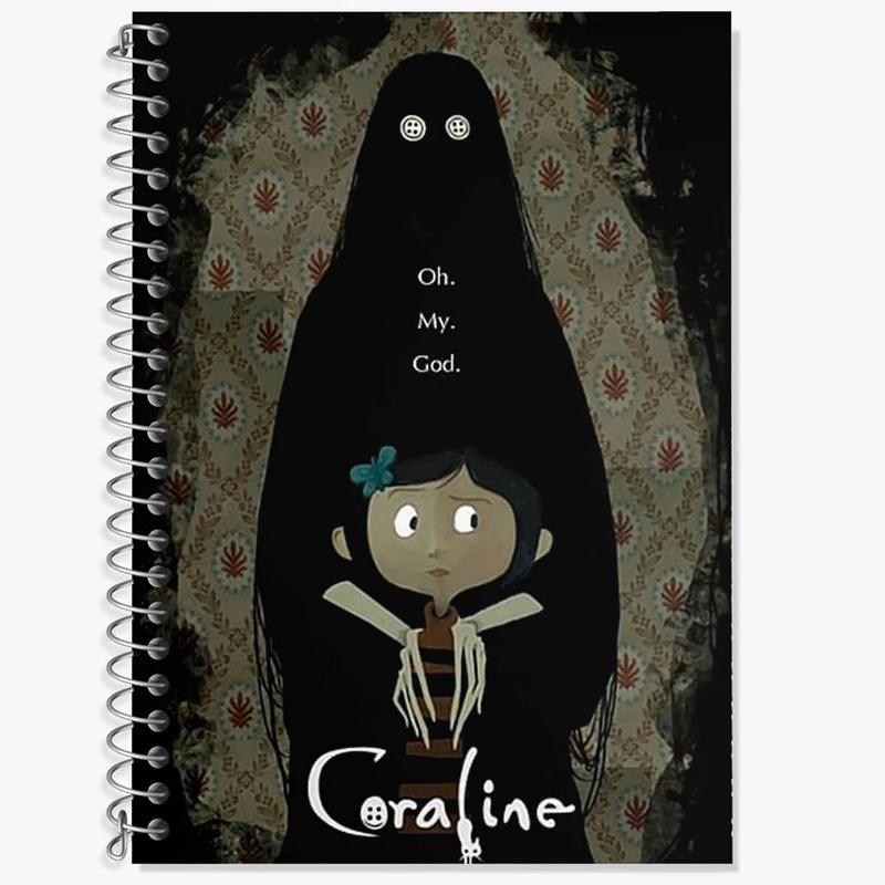 دفتر زبان 50 برگ خندالو مدل دو خط طرح کورالاین Coraline کد 20784