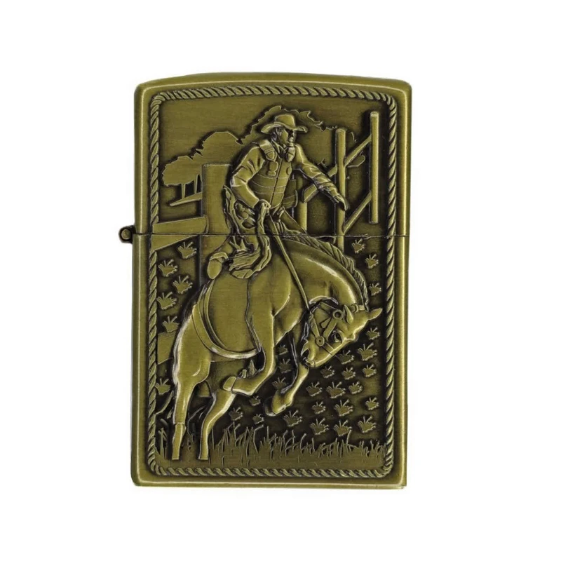 فندک بنزینی مدل Classic طرح گاوچران سوار بر اسب کد DKD-2233