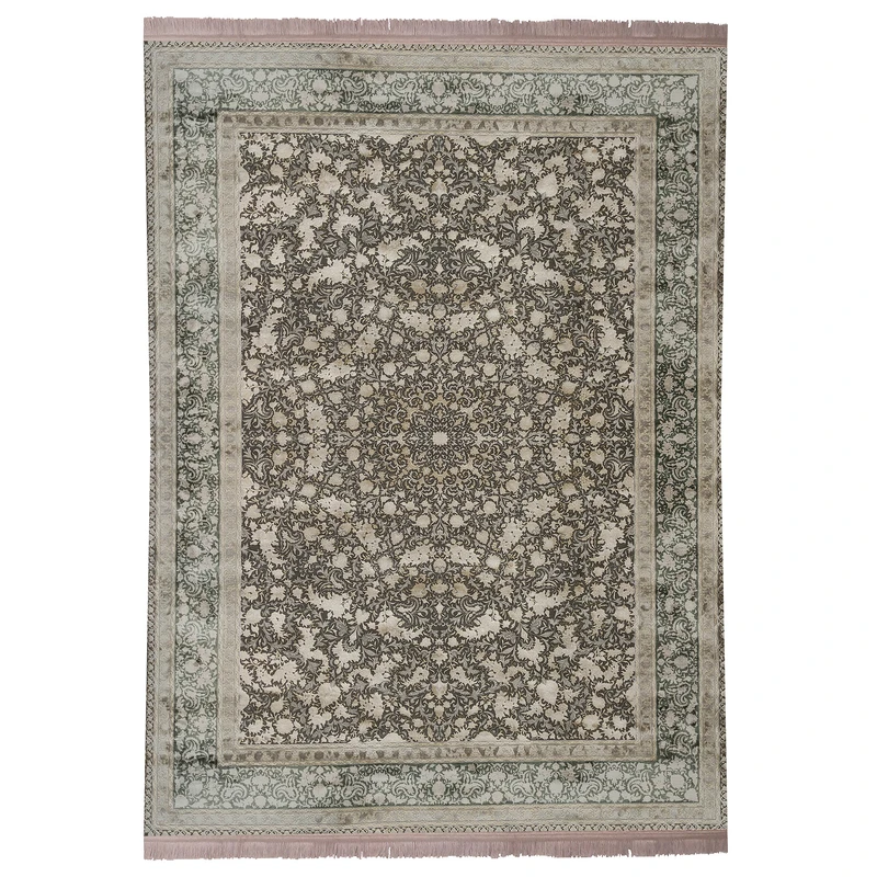 فرش ماشینی 1200شانه زمرد مشهد زمینه الماسی حاشیه الماسی طرح پتینه