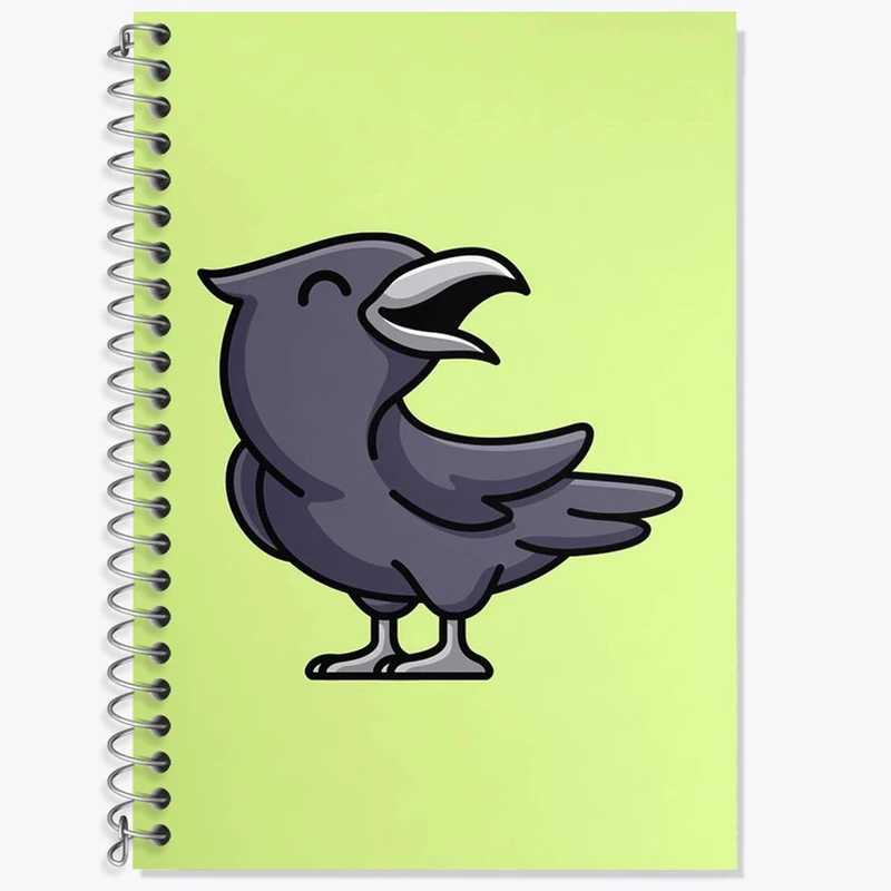 دفتر زبان 50 برگ خندالو مدل سه خط طرح حیوانات بامزه کلاغ کد 28178