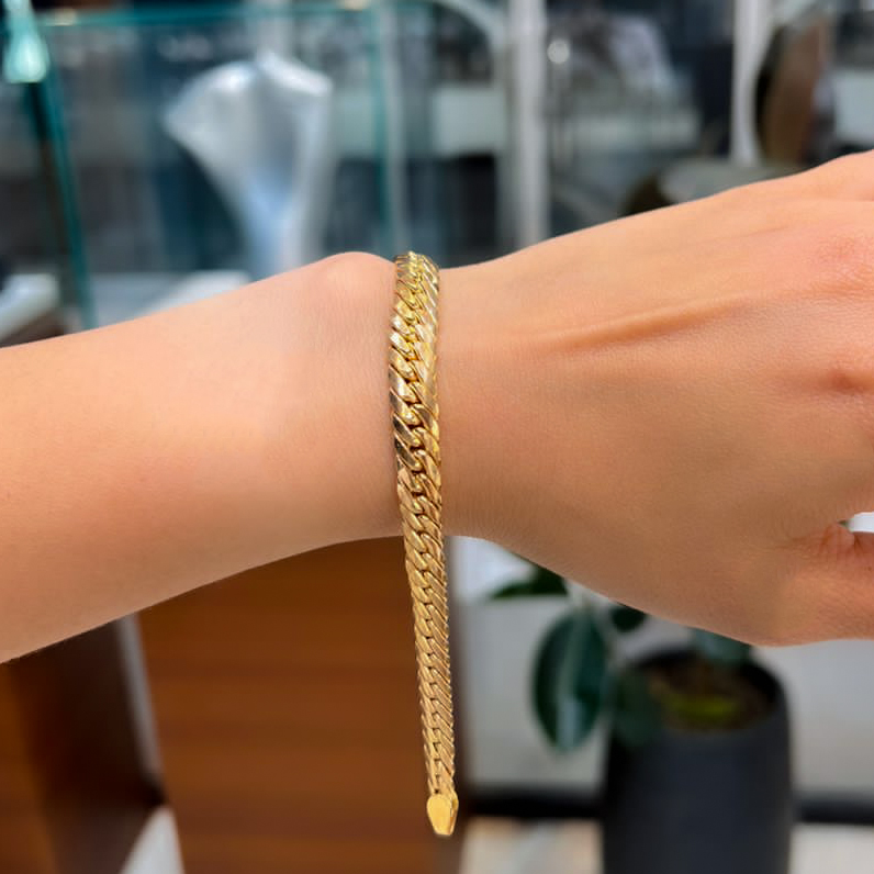 دستبند طلا 18 عیار زنانه مدل حصیری کونیک