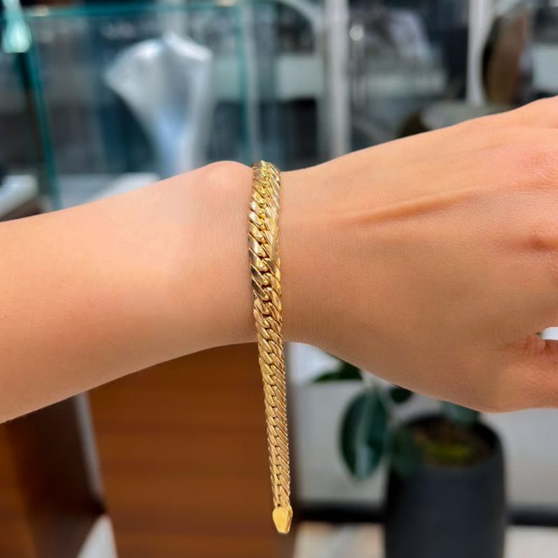 دستبند طلا 18 عیار زنانه مدل حصیری کونیک -  - 2