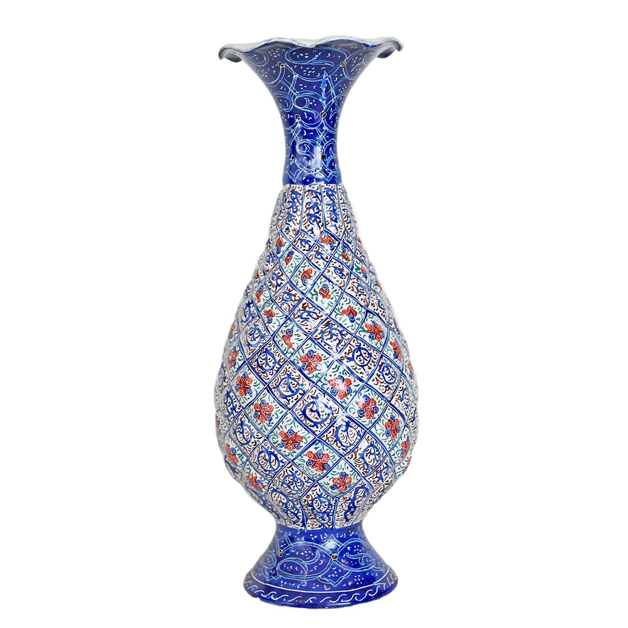 گلدان مسی میناکاری شده سی دا طرح خطائی کد MI03003